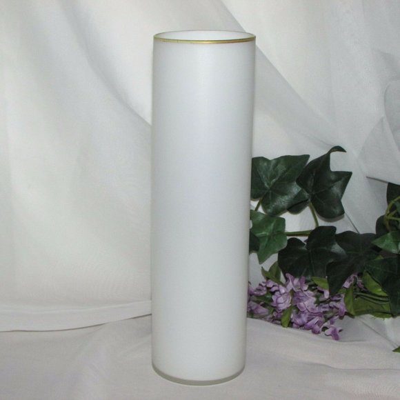 Vintage White Satin Glass Vase Signed Foster Boy Girl Children Bohemian - Picture 6 of 8